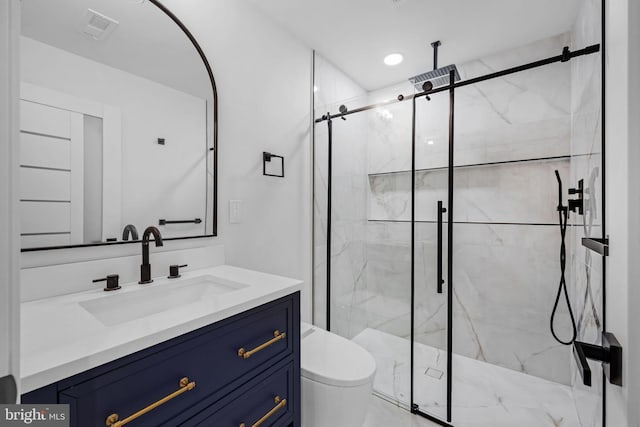 1615 S 22nd St, Philadelphia, PA 19145 - full bath featuring toilet, a marble finish shower, and vanity
