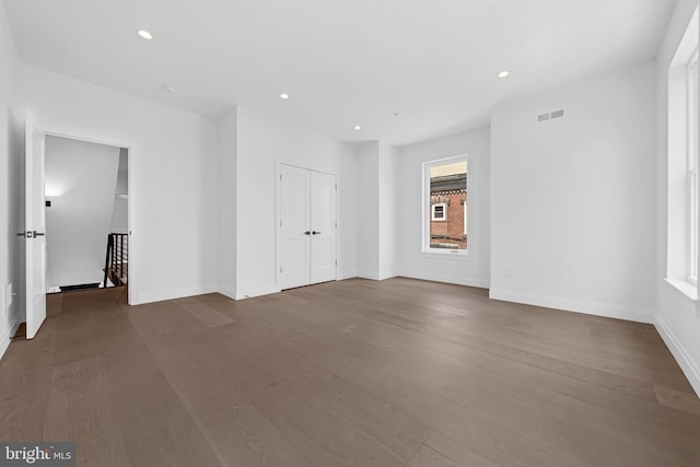 1615 S 22nd St, Philadelphia, PA 19145 - spare room with dark wood-style floors, recessed lighting, and baseboards