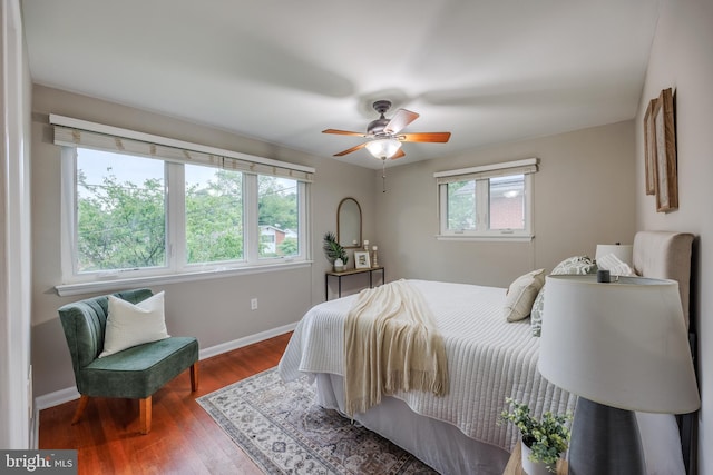 808 Gregorio Dr, Silver Spring, MD 20901 - bedroom featuring baseboards, wood finished floors, and ceiling fan