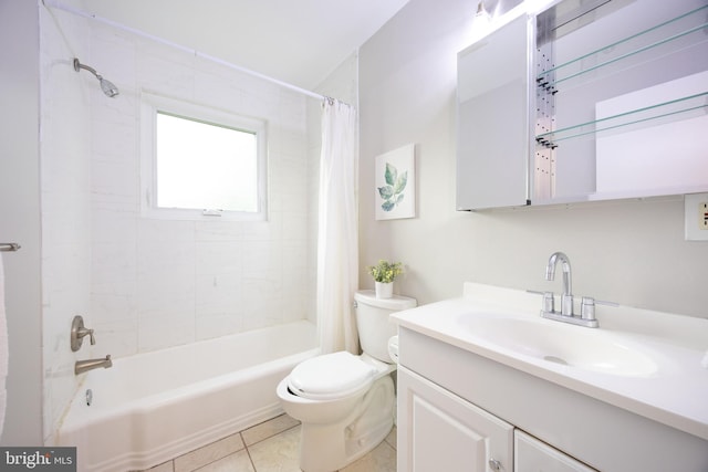 808 Gregorio Dr, Silver Spring, MD 20901 - full bath featuring toilet, vanity, shower / bath combo with shower curtain, and tile patterned floors