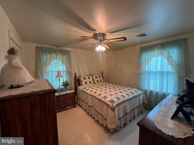 13920 Heavenly Acres Rdg, Hancock, MD 21750 - bedroom with multiple windows, light colored carpet, and ceiling fan
