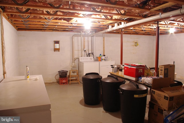 13920 Heavenly Acres Rdg, Hancock, MD 21750 - unfinished below grade area featuring washing machine and clothes dryer and concrete block wall