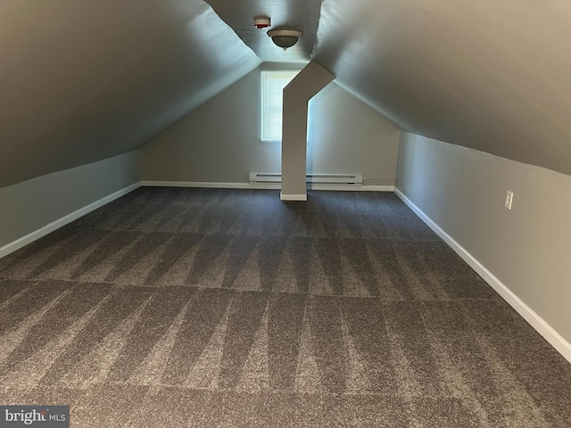 35 Preston Ave, Voorhees, NJ 08043 - bonus room with carpet, vaulted ceiling, a baseboard radiator, and baseboards