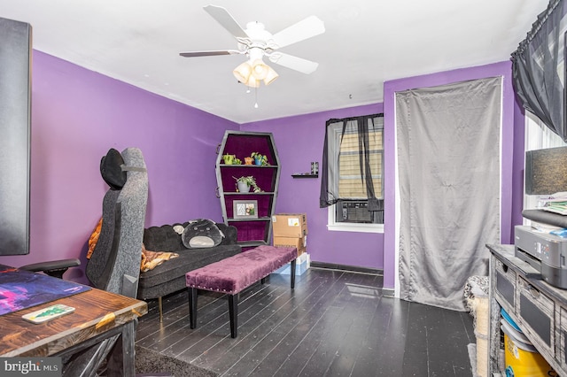 108 Fairfield St, Newville, PA 17241 - living area with hardwood / wood-style floors, cooling unit, a ceiling fan, and baseboards