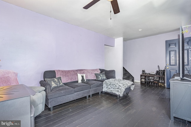 108 Fairfield St, Newville, PA 17241 - living room featuring a ceiling fan, wood-type flooring, and stairway