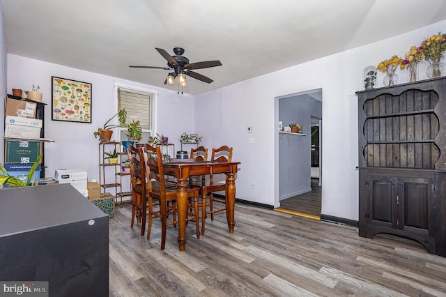 108 Fairfield St, Newville, PA 17241 - dining room featuring ceiling fan, wood finished floors, and baseboards