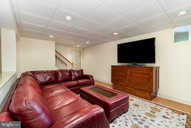 10 Highland Dr, Palmyra, PA 17078 - living area featuring recessed lighting, baseboards, stairs, and wood finished floors