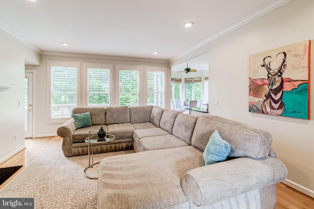 20932 Cox Mills Ct, Ashburn, VA 20147 - living area with plenty of natural light, light wood-style flooring, crown molding, and recessed lighting