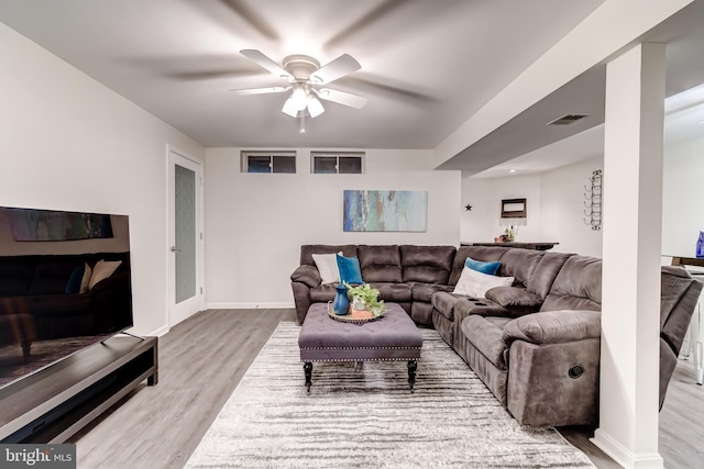20932 Cox Mills Ct, Ashburn, VA 20147 - living area with wood finished floors and ceiling fan