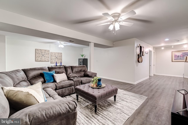 20932 Cox Mills Ct, Ashburn, VA 20147 - living area featuring wood finished floors and ceiling fan