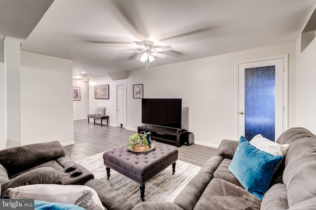 20932 Cox Mills Ct, Ashburn, VA 20147 - living room featuring ceiling fan and wood finished floors
