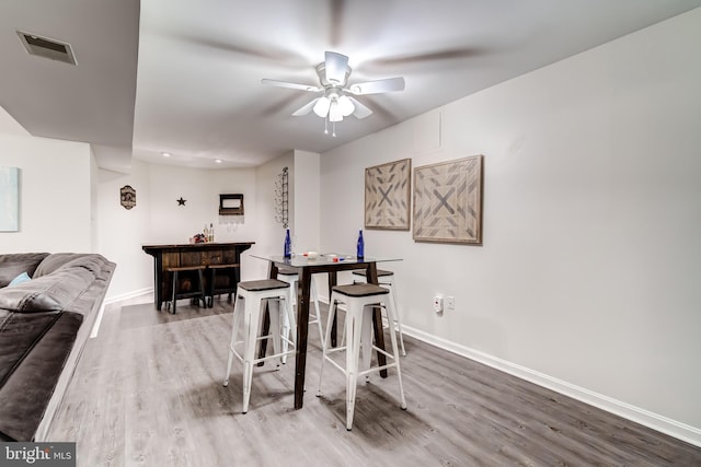 20932 Cox Mills Ct, Ashburn, VA 20147 - dining space with a ceiling fan, wood finished floors, and a dry bar