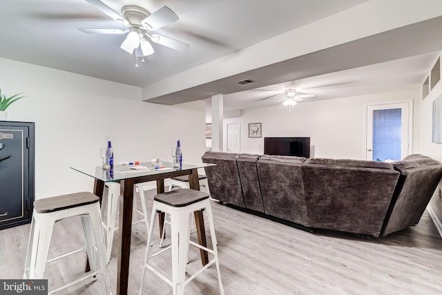 20932 Cox Mills Ct, Ashburn, VA 20147 - dining area featuring ceiling fan and light wood-style floors