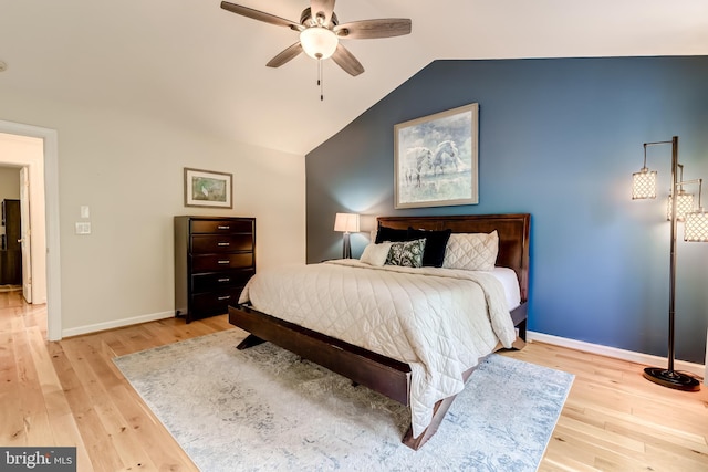 20932 Cox Mills Ct, Ashburn, VA 20147 - bedroom featuring light wood-style floors, lofted ceiling, and ceiling fan