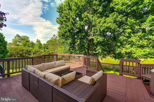 20932 Cox Mills Ct, Ashburn, VA 20147 - wooden terrace featuring an outdoor living space