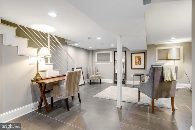 1716 M St NE, Washington, DC 20002 - tiled office featuring baseboards and recessed lighting