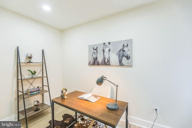 1129 8th St NE, Washington, DC 20002 - office area with wood finished floors, baseboards, and recessed lighting