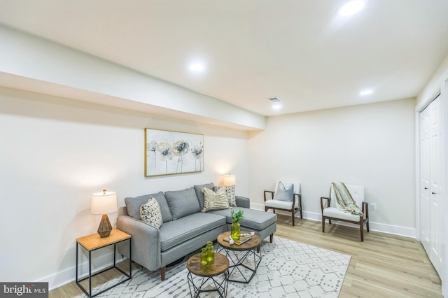 1129 8th St NE, Washington, DC 20002 - living area with baseboards, light wood-type flooring, and recessed lighting