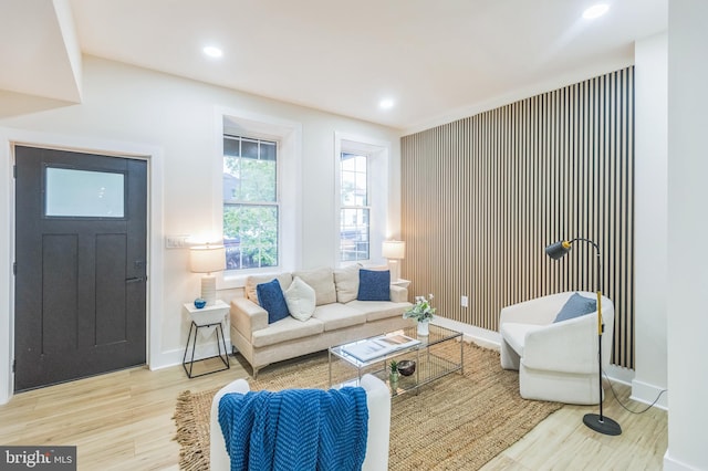 1129 8th St NE, Washington, DC 20002 - living area with wood finished floors, baseboards, and recessed lighting