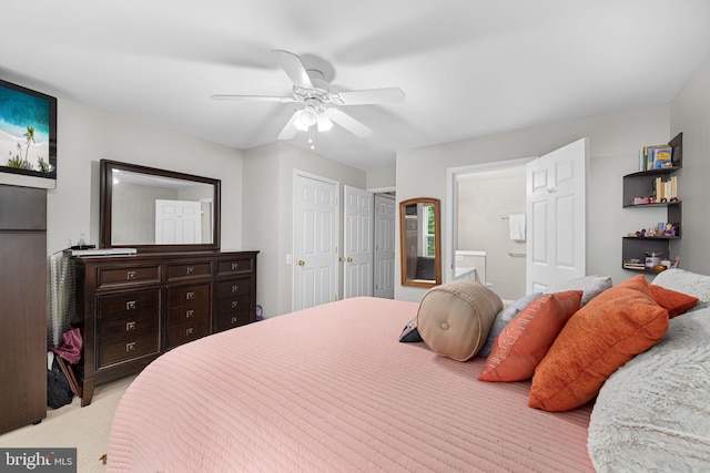 5942 Kimberly Anne Way, Alexandria, VA 22310 - bedroom with light colored carpet and a ceiling fan