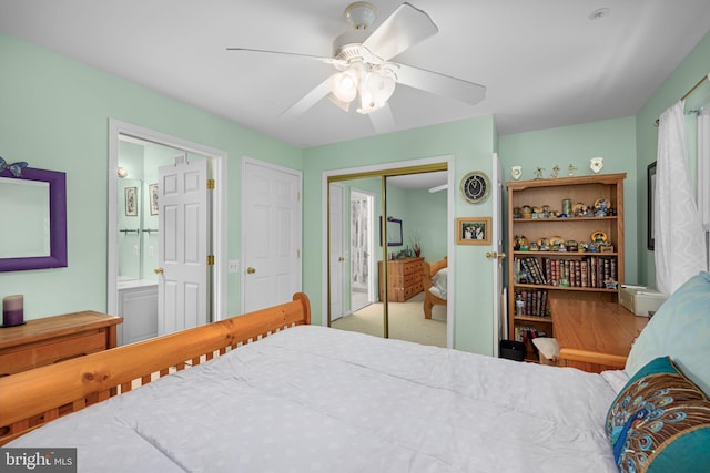 5942 Kimberly Anne Way, Alexandria, VA 22310 - bedroom featuring a closet, ensuite bathroom, and ceiling fan