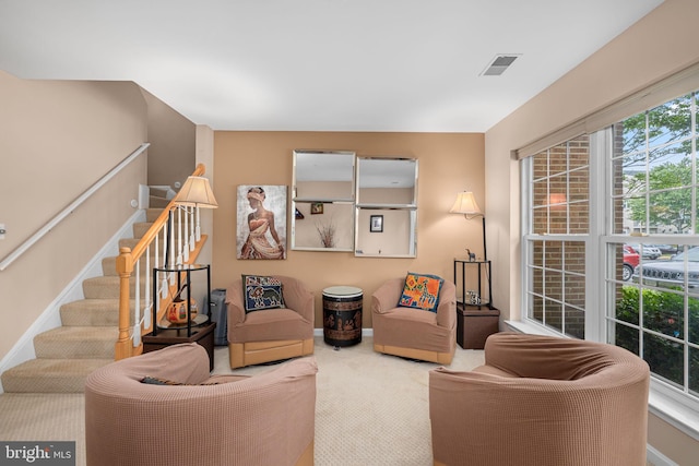 5942 Kimberly Anne Way, Alexandria, VA 22310 - sitting room with carpet and stairway