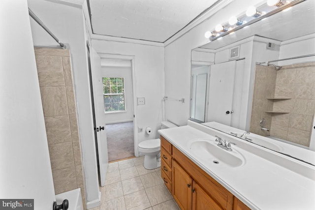 1013 Fallcrest Ct Unit 4-203, Bowie, MD 20721 - bathroom with a shower, toilet, vanity, and tile patterned floors