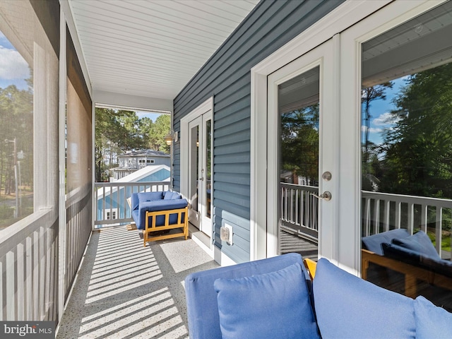 sunroom with french doors