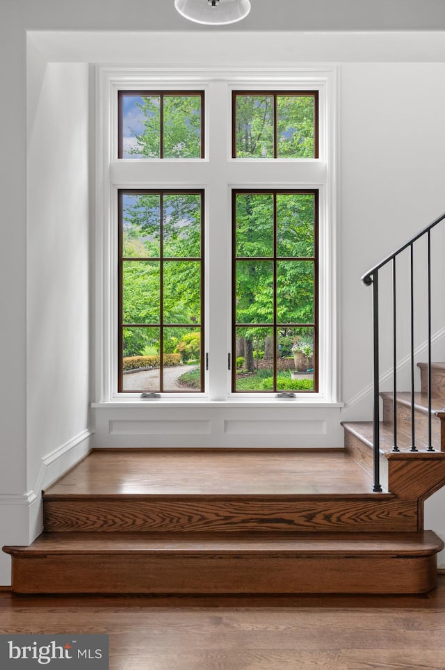 13312 Drews Ln, Potomac, MD 20854 - staircase featuring wood finished floors