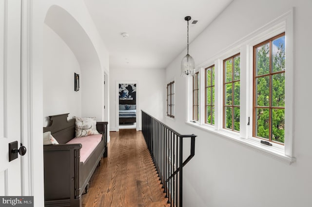 13312 Drews Ln, Potomac, MD 20854 - hallway with healthy amount of natural light and dark wood-style flooring