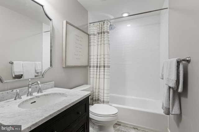 13312 Drews Ln, Potomac, MD 20854 - full bathroom with toilet, vanity, and shower / bath combo with shower curtain