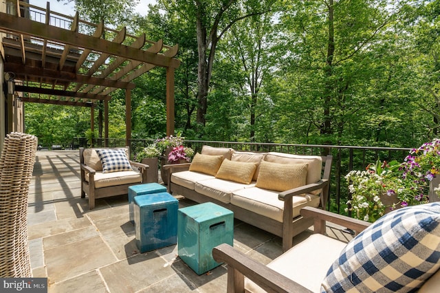 13312 Drews Ln, Potomac, MD 20854 - view of patio / terrace with an outdoor hangout area and a pergola