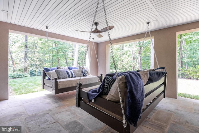 13312 Drews Ln, Potomac, MD 20854 - view of patio / terrace with outdoor lounge area and a ceiling fan