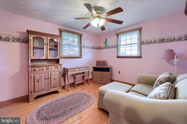 630 E Canal Rd, York, PA 17404 - sitting room with a ceiling fan, baseboards, and light wood-type flooring
