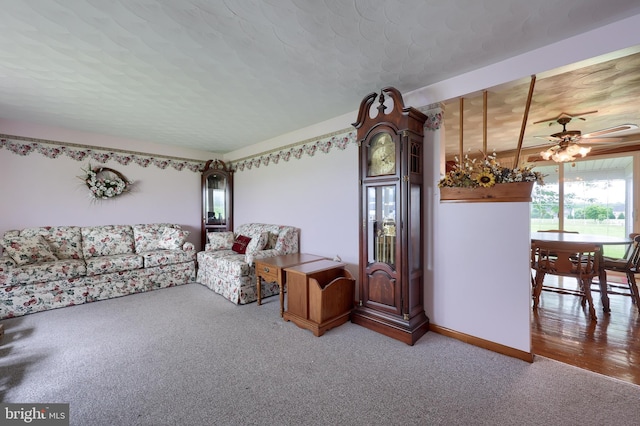 630 E Canal Rd, York, PA 17404 - carpeted living room with a ceiling fan and baseboards