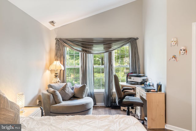 27 Avalon Rd, Pennington, NJ 08534 - bedroom featuring vaulted ceiling, wood finished floors, a desk, and baseboards
