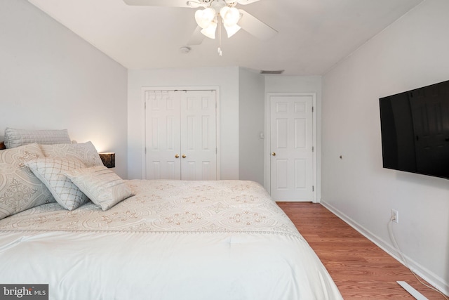 27 Avalon Rd, Pennington, NJ 08534 - bedroom featuring wood finished floors, a closet, baseboards, and ceiling fan