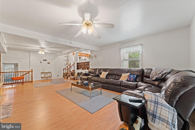 1517 Margaret St, Woodbridge, VA 22191 - living area featuring a ceiling fan, wood finished floors, and stairs