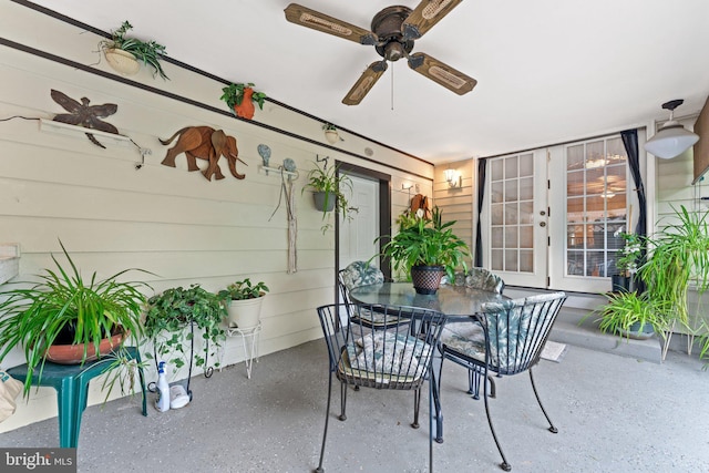 1517 Margaret St, Woodbridge, VA 22191 - view of patio featuring ceiling fan, outdoor dining area, and french doors