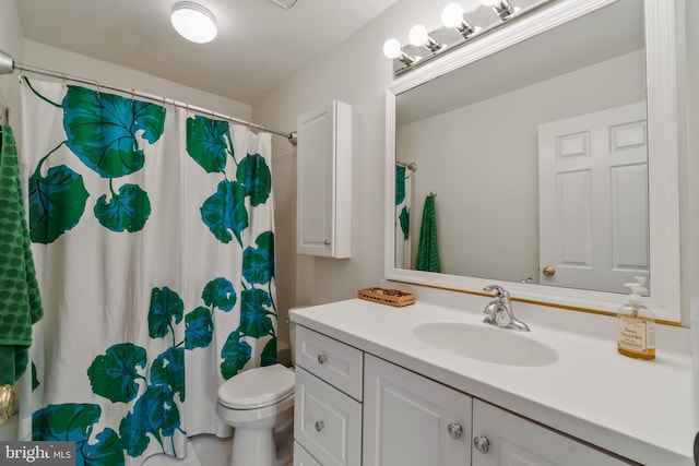 16 Lacosta Ct, Towson, MD 21204 - full bath with toilet, vanity, and a shower with shower curtain