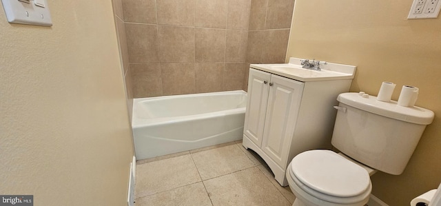 full bathroom featuring toilet, tile patterned flooring, and vanity