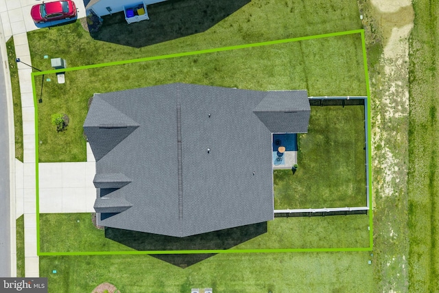 view from above of property with property parcel outlined
