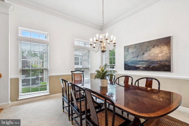 229 Bowen Ct, Annapolis, MD 21401 - dining space with plenty of natural light, a chandelier, crown molding, and baseboards