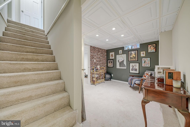 2015 Rollins Dr, Alexandria, VA 22307 - stairs featuring recessed lighting, carpet flooring, and baseboards