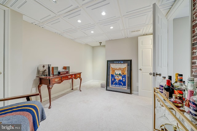 2015 Rollins Dr, Alexandria, VA 22307 - sitting room with recessed lighting, light carpet, and baseboards