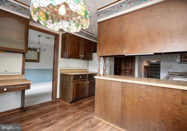 3019 Level Rd, Churchville, MD 21028 - kitchen with wood finished floors, light countertops, dark brown cabinets, and a sink