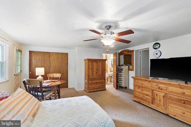 23 N Line Rd, Newtown Square, PA 19073 - bedroom with light colored carpet, a closet, and ceiling fan