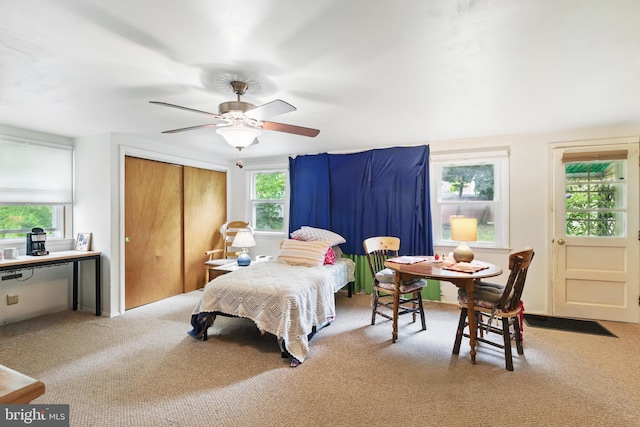 23 N Line Rd, Newtown Square, PA 19073 - carpeted bedroom with multiple windows, a closet, and ceiling fan