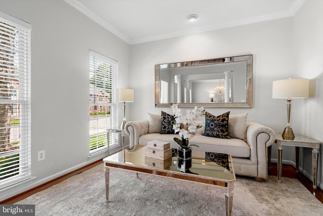 47433 River Crest St, Sterling, VA 20165 - living area with wood finished floors, ornamental molding, and baseboards