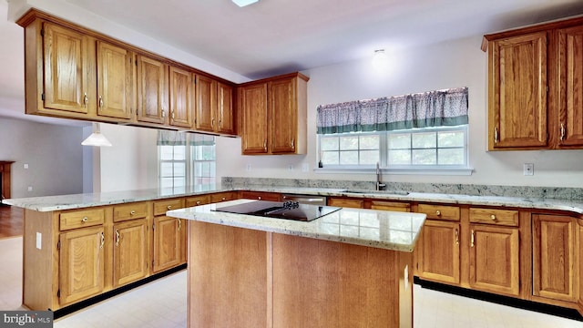 7265 Latham Ct, Hughesville, MD 20637 - kitchen featuring a sink, a peninsula, plenty of natural light, and a center island